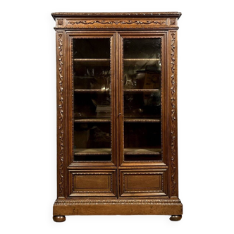 Renaissance style bookcase in solid oak circa 1850