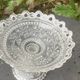 Glass bowl, vintage oak leaf pattern compote dish.