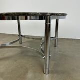 Coffee table with marble top and chrome base