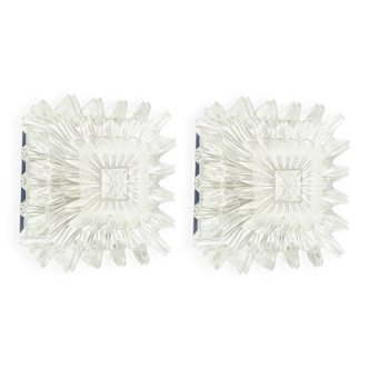 Pair of Mid-Century Modern Textured Glass Wall Lights/Sconces from Limburg, Germany, 1960s/1970s