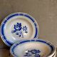 Five old "grandmother" plates with blue flowers