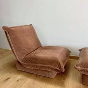 Vintage armchair and ottoman, brown velvet, Switzerland 1960