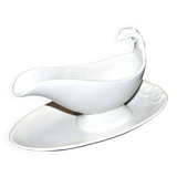 Sarreguemines antique earthenware sauce boat U&C opaque eagle's head