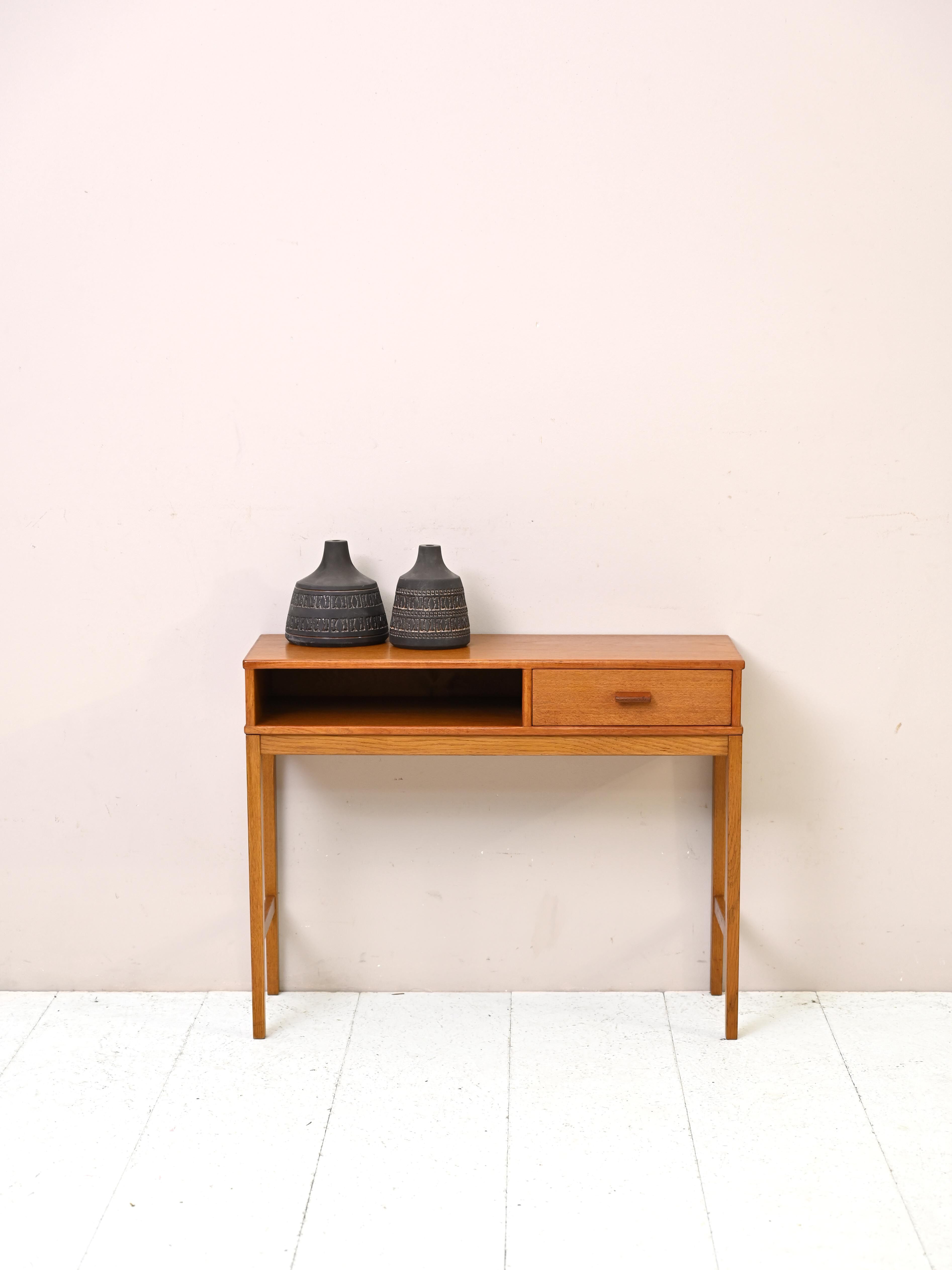 Vintage teak console with drawer