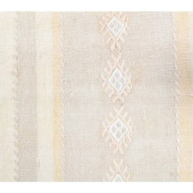 Vintage Turkish Oushak Handmade Wool Cotton White Kilim Runner Rug 58x236