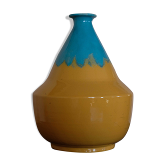 Vase en céramique jaune des années 1970