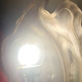 Art Nouveau bronze petal lamp with molded glass, 28 x 34 cm. Electricity OK