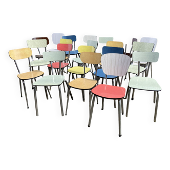 Set of 20 mismatched vintage 60s formica chairs