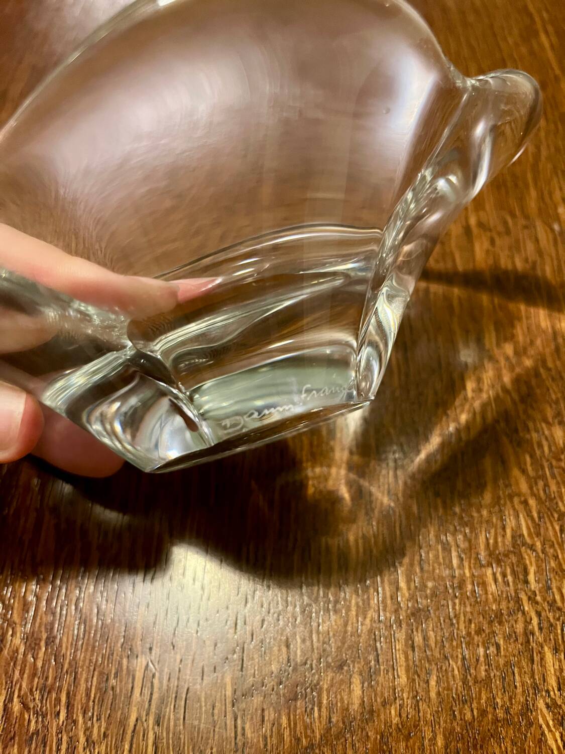 Crystal trinket tray signed Daum France