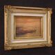 Seascape painting signed by Remo Testa, fishermen at sunset