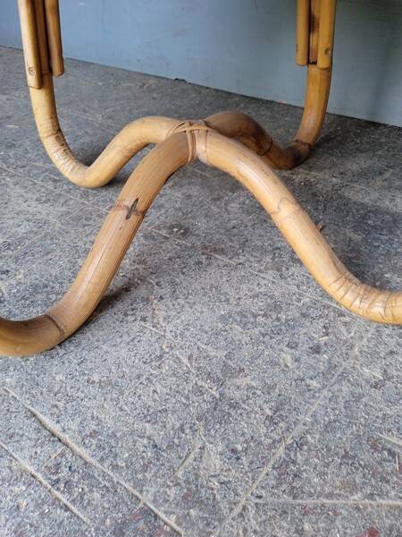 Vintage rattan and ceramic coffee table ep 1970