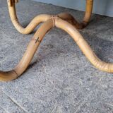 Vintage rattan and ceramic coffee table ep 1970