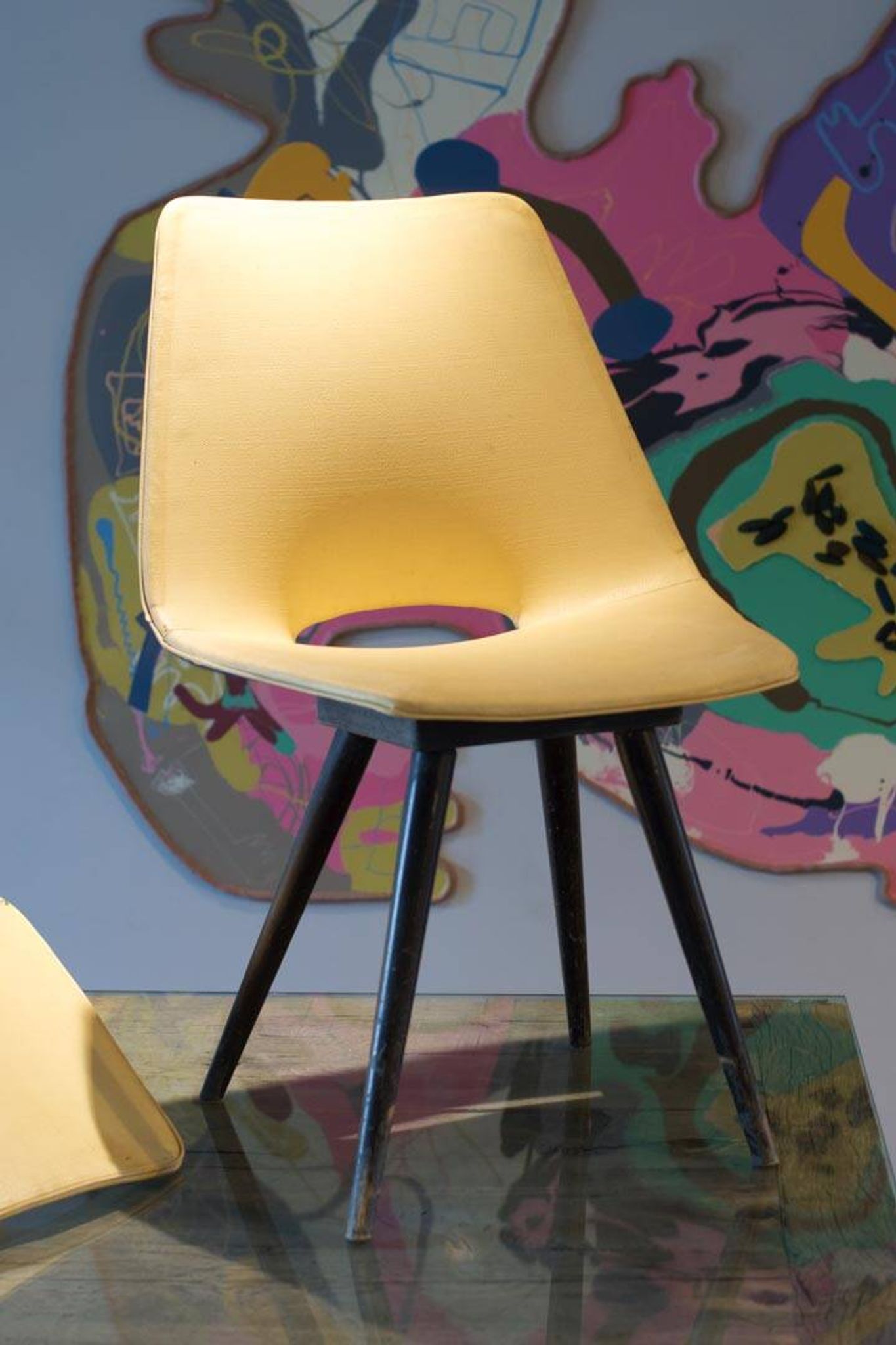 Pair of yellow “Tonneau” chairs Pierre Guariche edition Thonet 1950