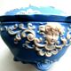 jewelry box or blue porcelain candy box with 4 angels