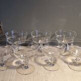 7 crystal champagne coupes from Baccarat - engraved with fillets