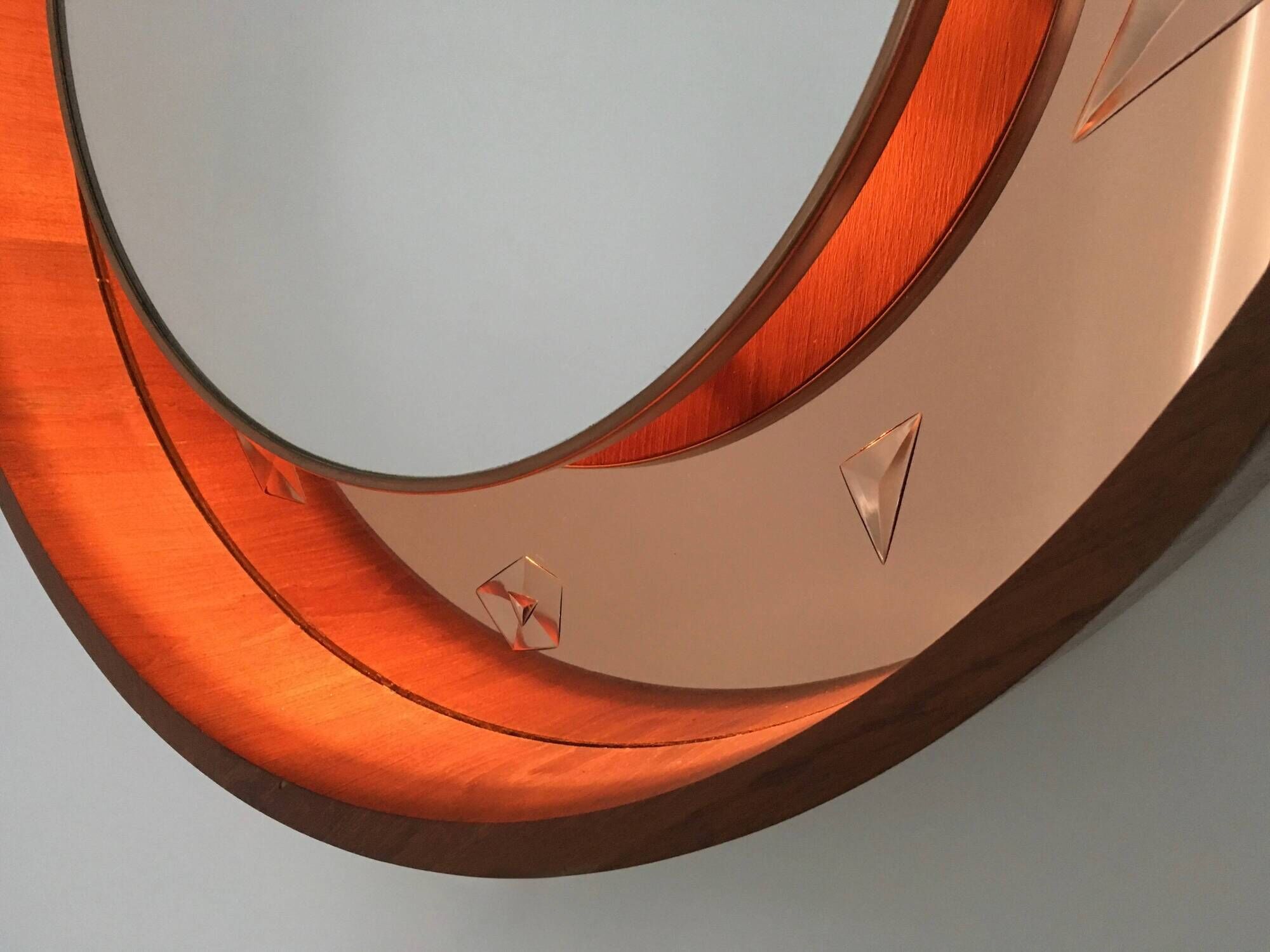 Illuminated Wall Mirror with wooden frame, Italy