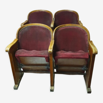 Fauteuils de cinéma doubles, Pologne des années 1950, à rénover