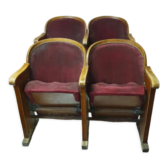 Fauteuils de cinéma doubles, Pologne des années 1950, à rénover