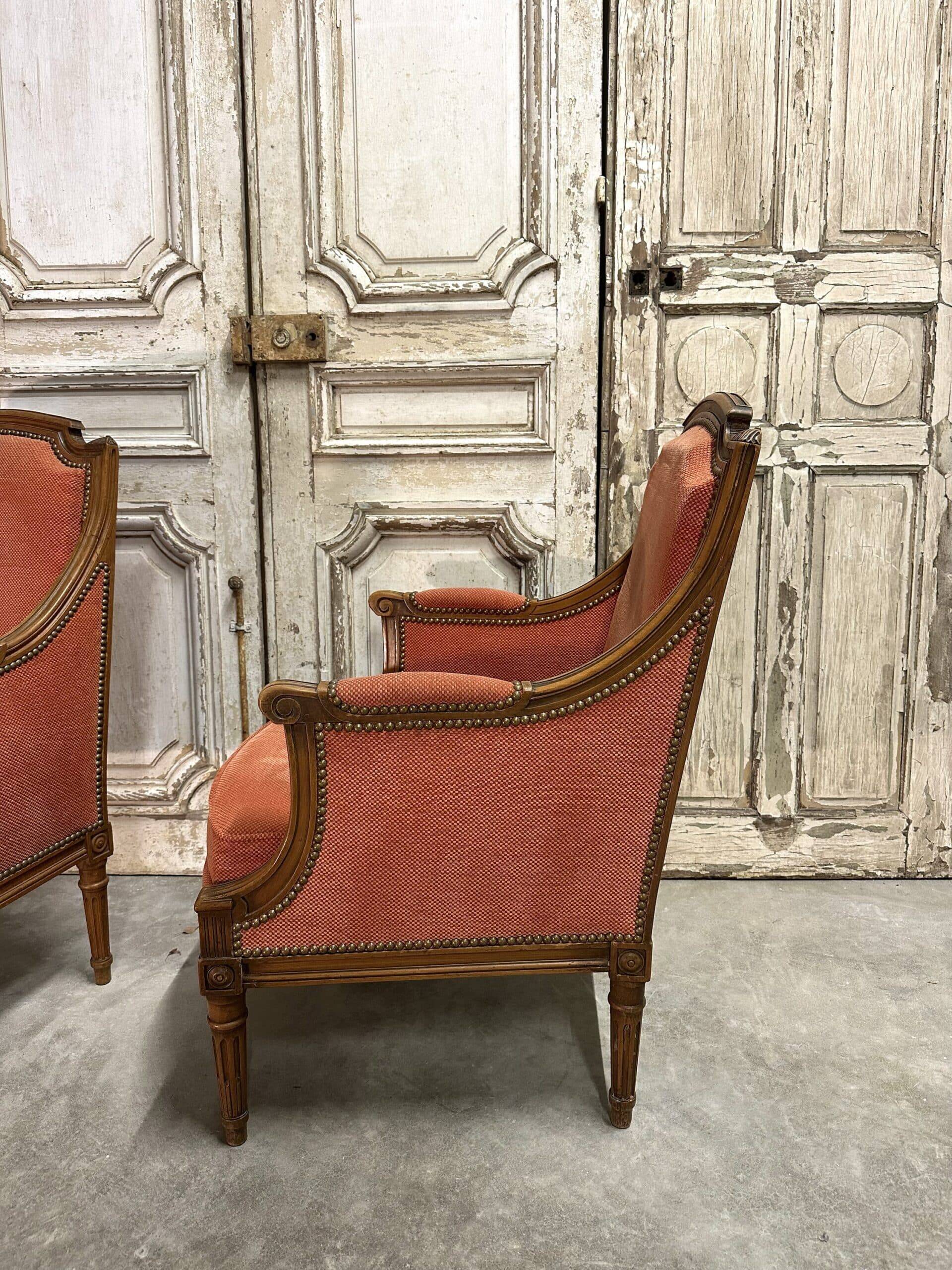 Pair of Louis XVI style armchairs, 20th century.