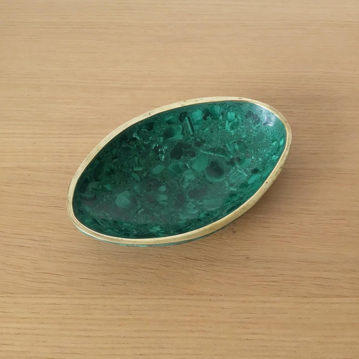 Vintage cup in malachite and brass