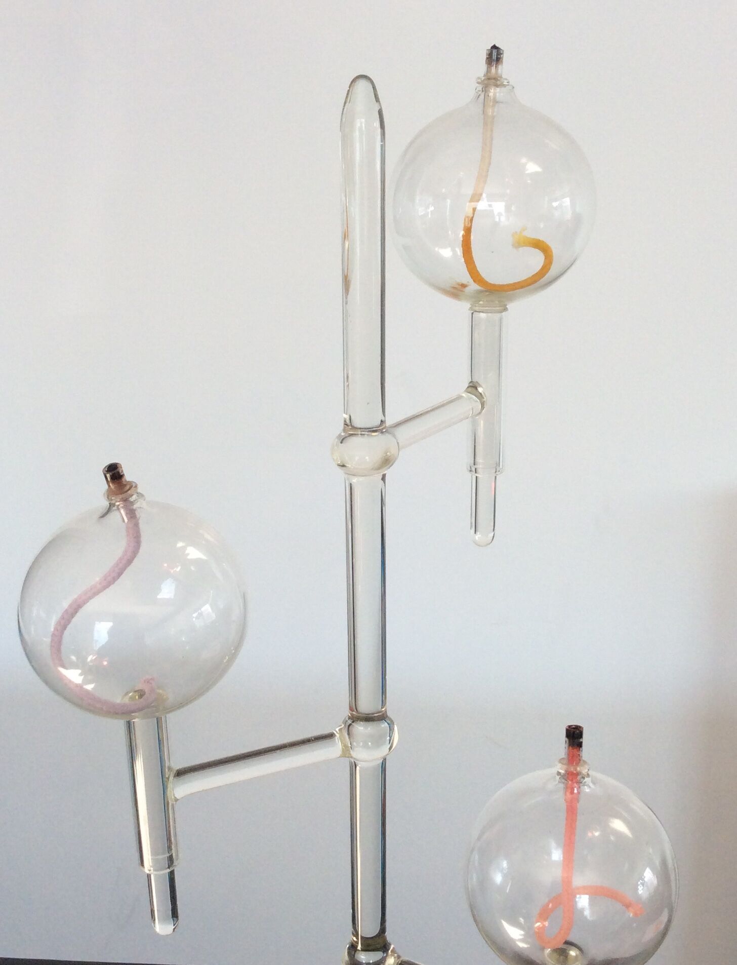 Vintage blown glass oil lamp