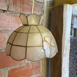 Antique Art Deco Style Pendant Light, Mother-of-Pearl & Brass, 1970s Vintage