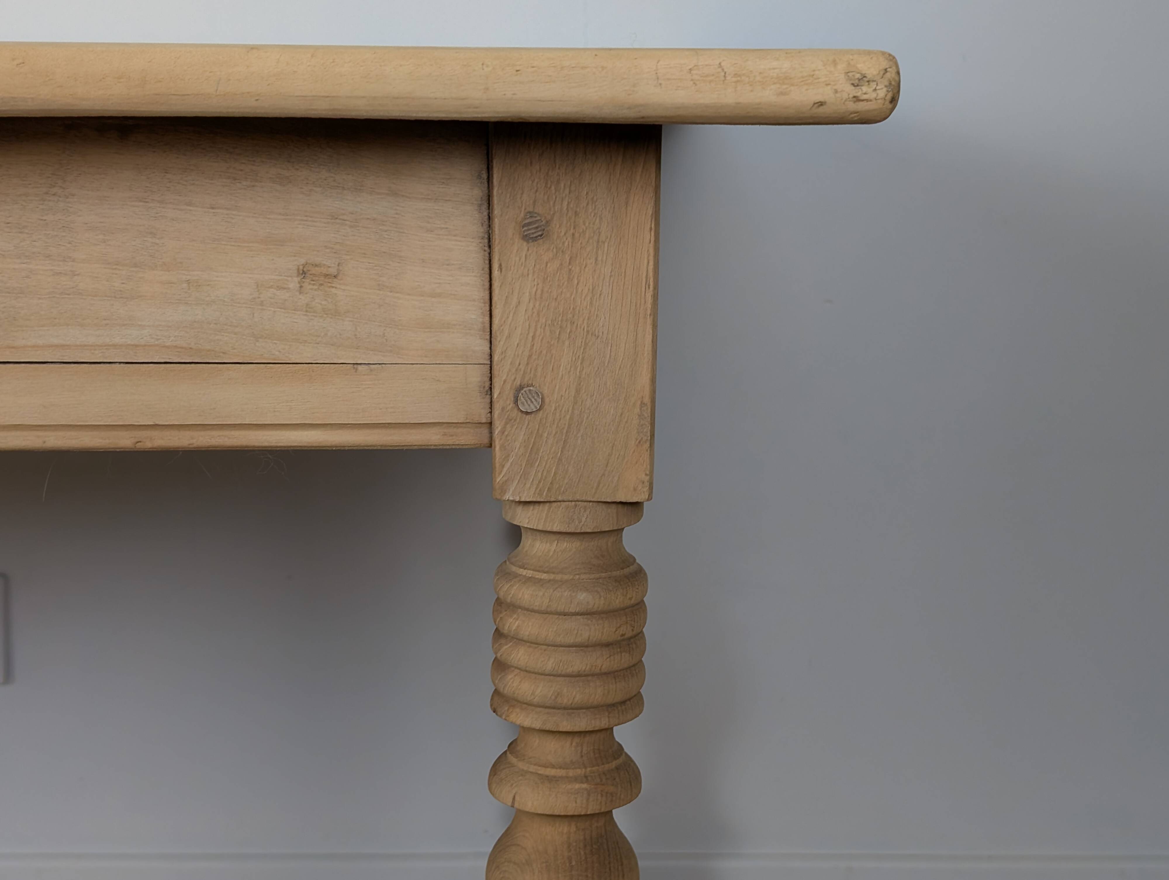 Raw wood farmhouse table