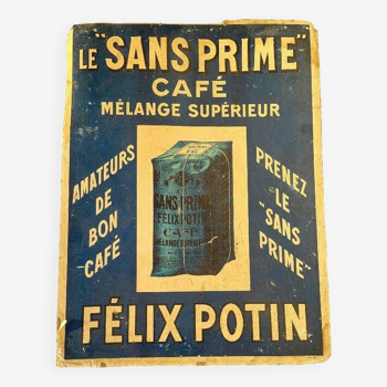 plaque publicitaire en carton le sans prime cafe melange superieur felix potin