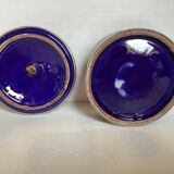 Candy box in cobalt blue ceramic and metal