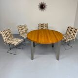 Naver Nissen and Gehl Scandinavian design round table with metal legs and wooden top