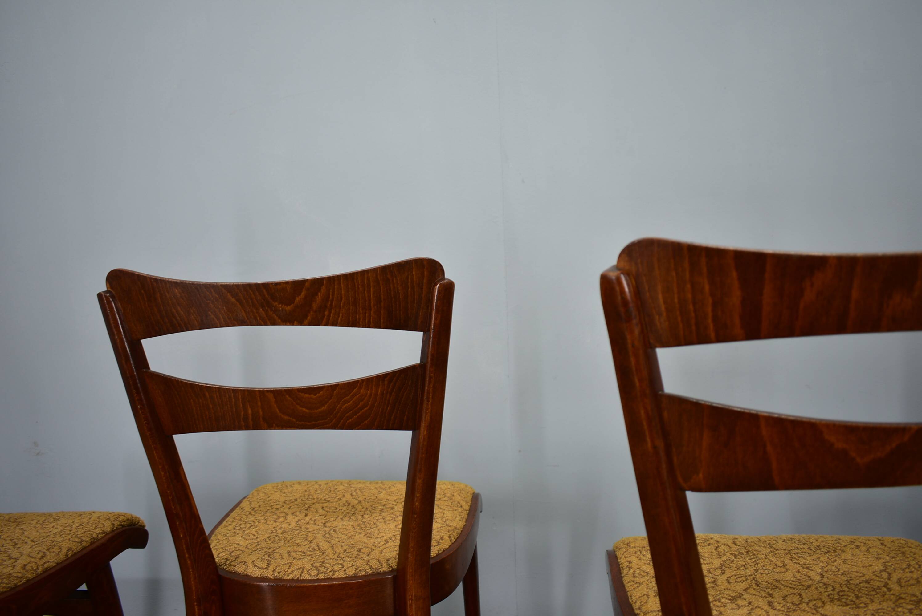 Vintage walnut dining chairs by Mier Topolcany, Czechoslovakia, 1960s, set of 4