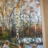 Antique painting, landscape under the snow, signed Fallet 1967