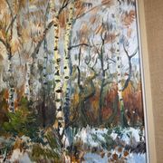 Antique painting, landscape under the snow, signed Fallet 1967