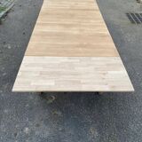 Renovated extendable farmhouse dining table in solid oak from the 19th century, 250-350.