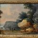 Painting "Path Leading to the Sea", oil on panel, in the style of Jean Pillement – late 19th century.
