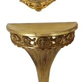 Gilded Baroque Style Mirror With Console Acanthus France