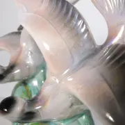Art deco porcelain sculpture of two flying birds – iridescent, 1920s