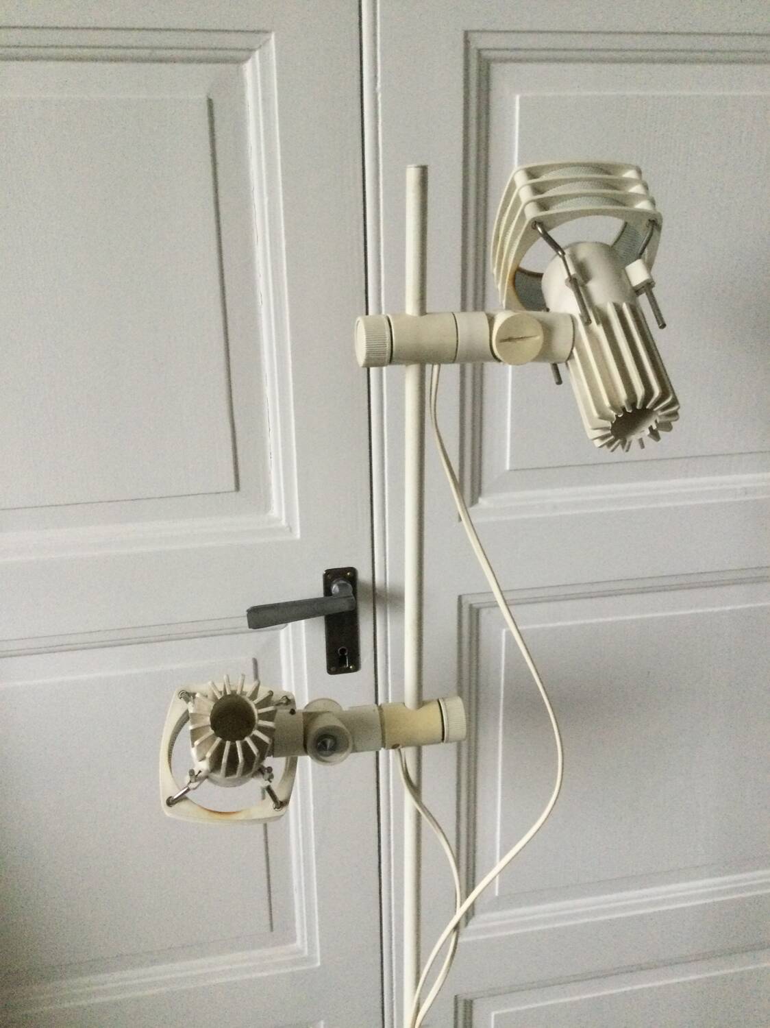 70s/80s parquet floor lamp with 2 spotlights