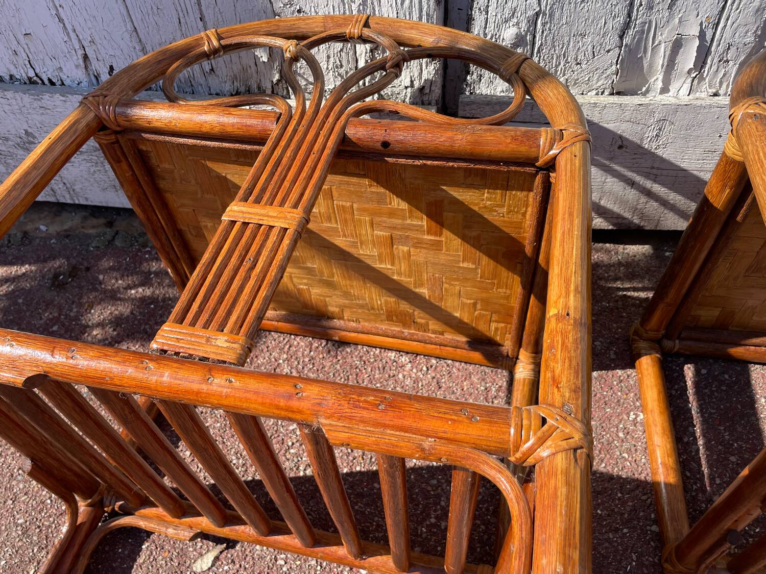 Pair of rattan/wicker bedside tables