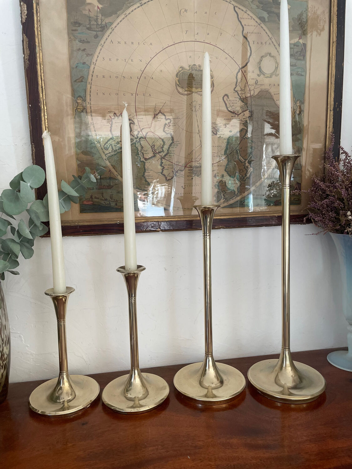 Set of 4 brass candle holders from Villeroy & Boch 45 to 21cm