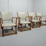 Set of 4 Dutch Design Oakwood Arm Chairs by Theo Ruth for Artifort, 1950s