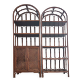 Pair of rattan shelves