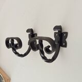 Pair of antique wrought iron coat hooks