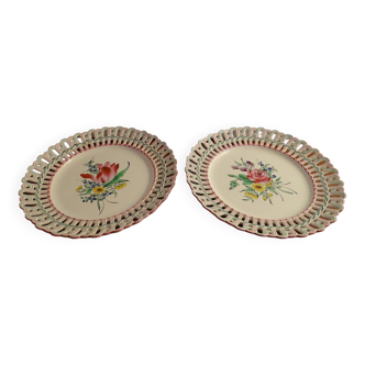 2 assiettes creuses ajourées  KG Lunéville réverbère XIX ème- Ø 27,5 cm