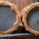 Pair of old vintage pouffes in fluffy hair