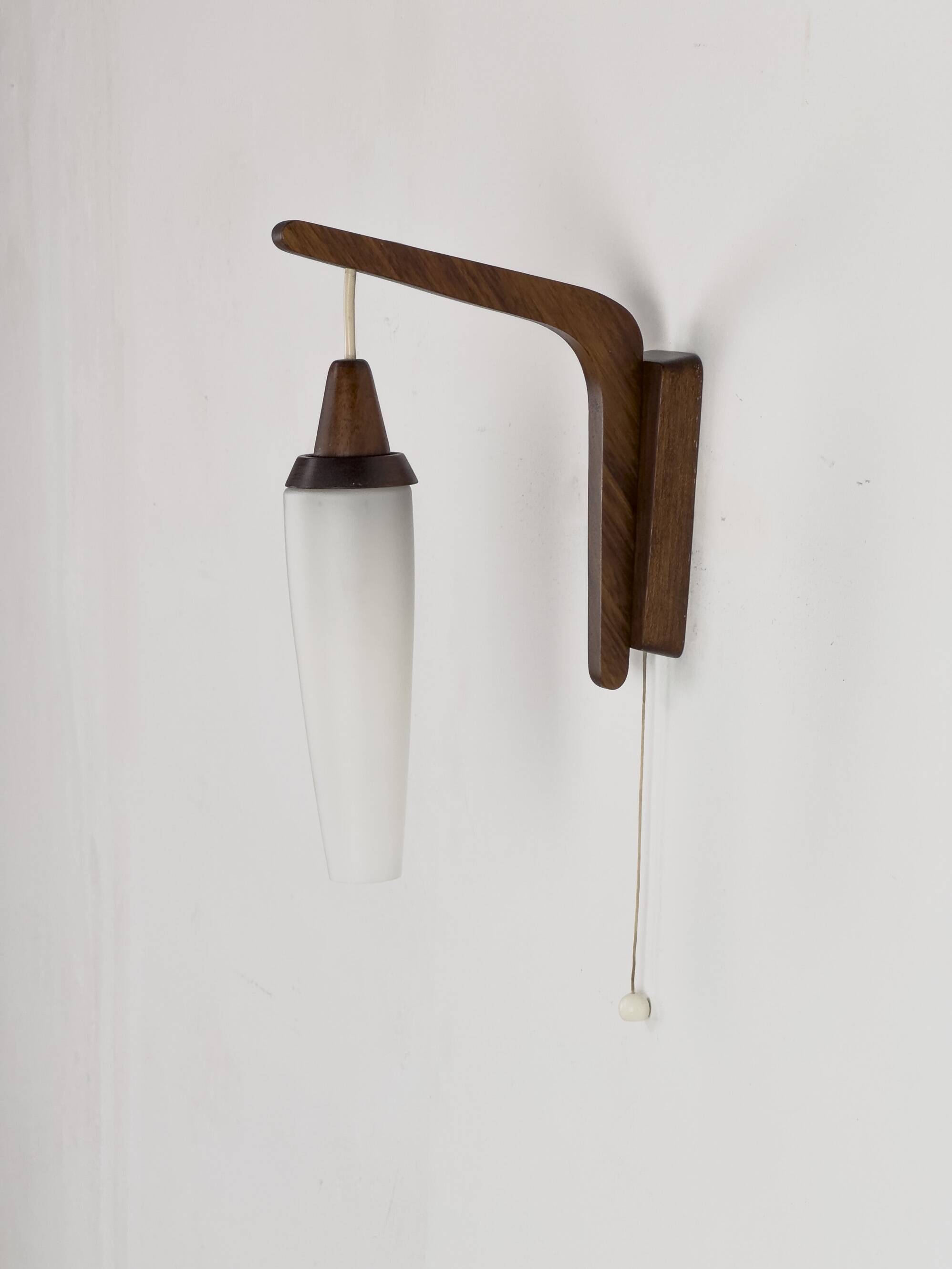 Wall light in teak and opaline glass, 1960s
