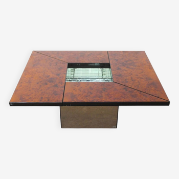 Paul michel burl wood multi functional coffee table and dry bar