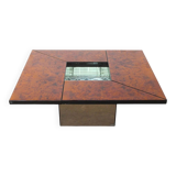 Paul michel burl wood multi functional coffee table and dry bar