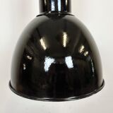 Set of 4 industrial bauhaus black enamel pendant lamps, 1960s