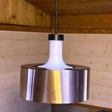Wide staff luchten pendant lamp in glass and metal, germany, 1980s